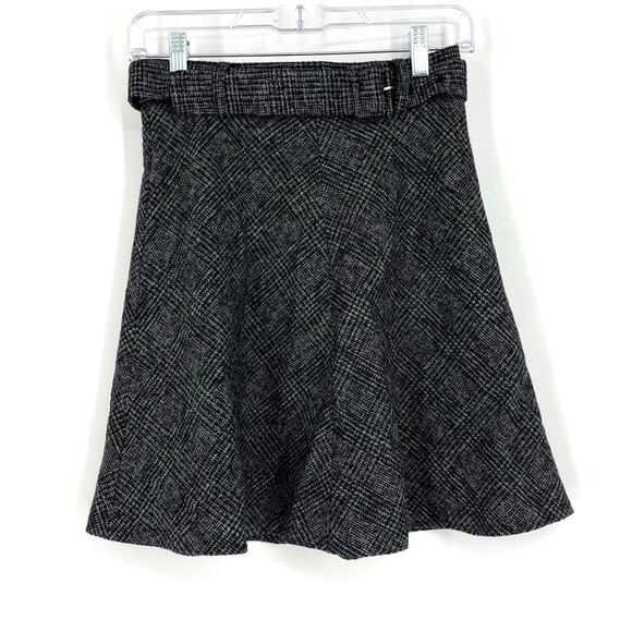 Zara Gray Tweed Skirt Size XS Belted Mini A-Line - Picture 7 of 7